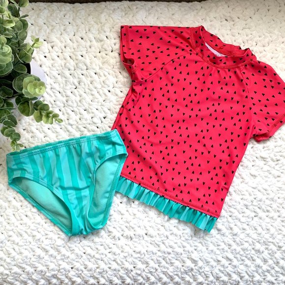 jumping beans Other - Girls jumping beans Watermelon Rashguard Swim Suit Set (Pink/Green) 4T